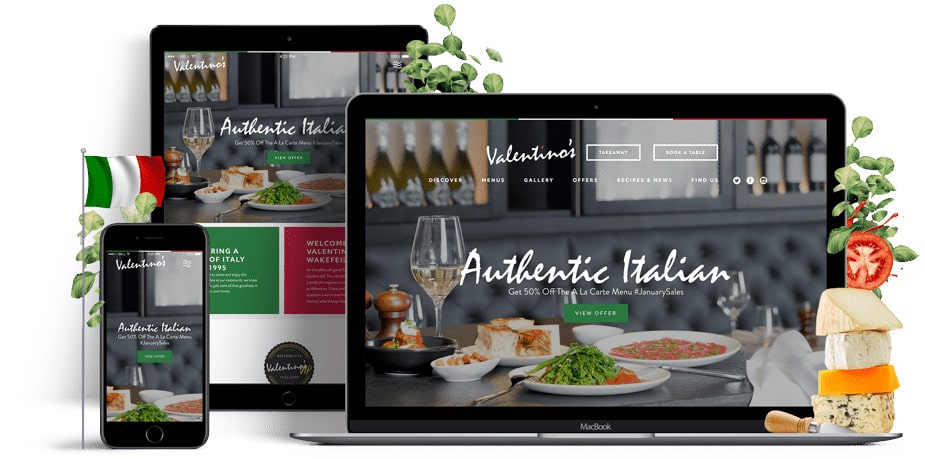 Valentinoss Italian Restaurant Responsive website mockup